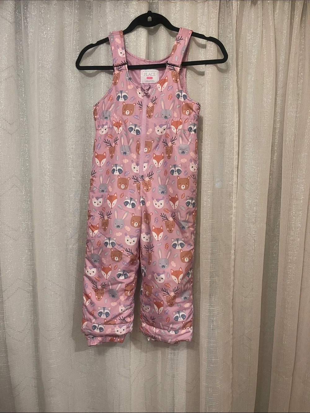 The Children's Place Pink Woodland Animal Print Kids Jacket Velcro Strap